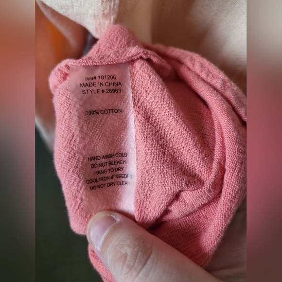 Soft Surroundings OSFM 100% Cotton Ocean Orange Ombre Button Up Tunic Shirt - Picture 7 of 7